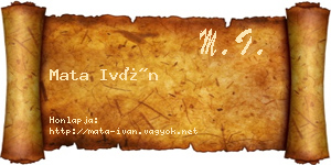 Mata Iván névjegykártya